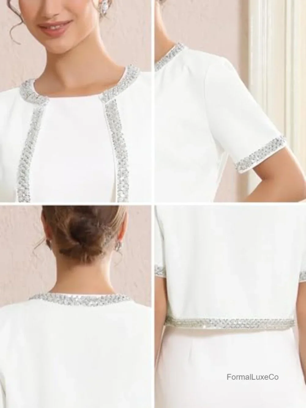 Beaded Sequin Bolero Shrug Rhinestone Open Front Cardigan Women